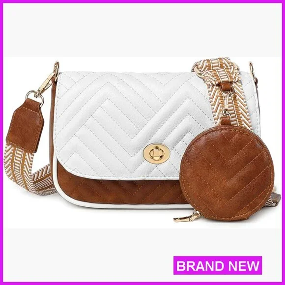 Quilted Vegan Leather Crossbody Purse Designer Shoulder Bag Small Chic - Picture 1 of 7